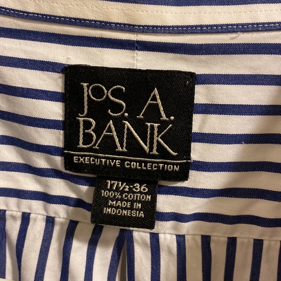 Men’s Jos A Bank cotton casual button down striped shirt 16 1/2, 36” sleeve - Picture 2 of 6